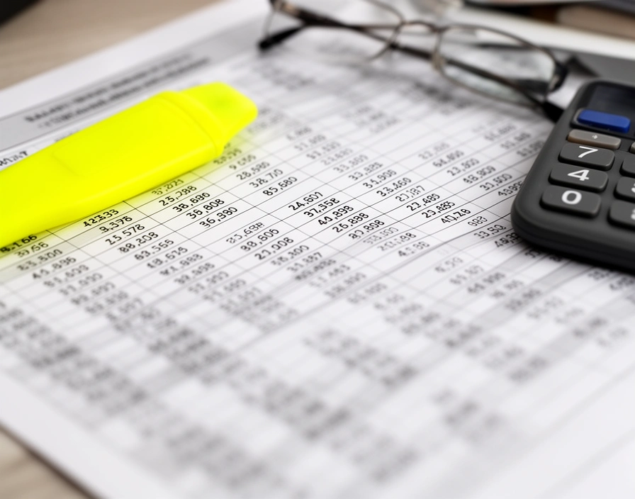 Planilla impresa de escalas salariales con un resaltador